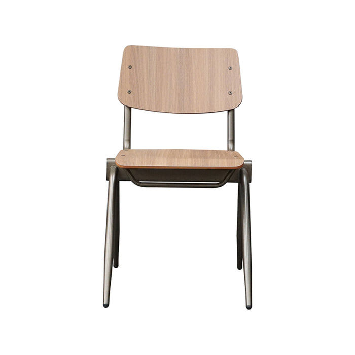 LABEL51 - Schoolstoel Solid - Walnoot Hout - Antiekgoud Metaal