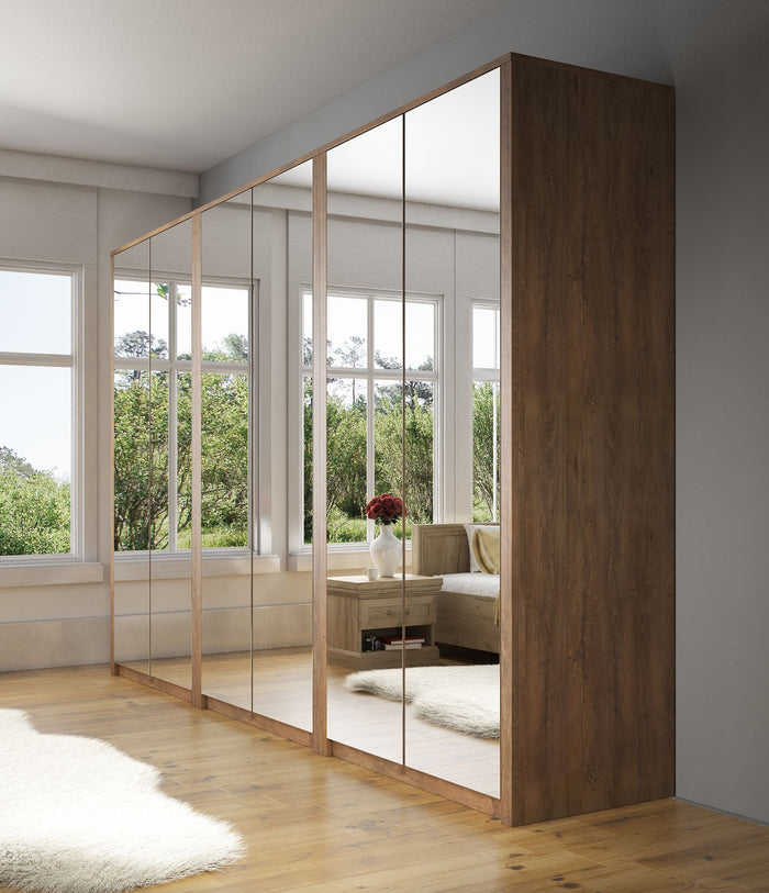 Meubella - Kledingkast Malibu - Eiken - 339 cm - Met spiegel