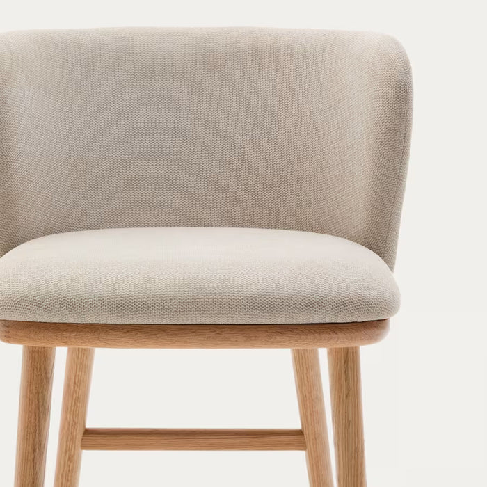 Kave Home Ciselia Barkruk - H 65 cm - Beige / Essenhout