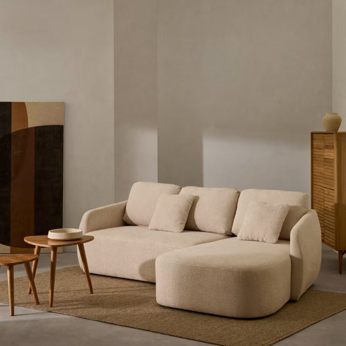 Kave Home Laira 3-zitsslaapbank met Chaise Longue Rechts - Beige