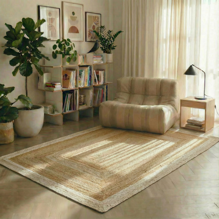 Mrcarpet Jute vloerkleed Rechthoek naturel|wit 160x230cm
