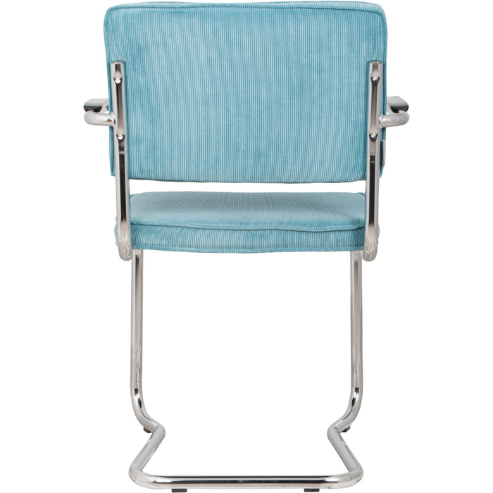 Zuiver Ridge Rib Kink Eetkamerstoelen armleuning Blauw - Set van 2