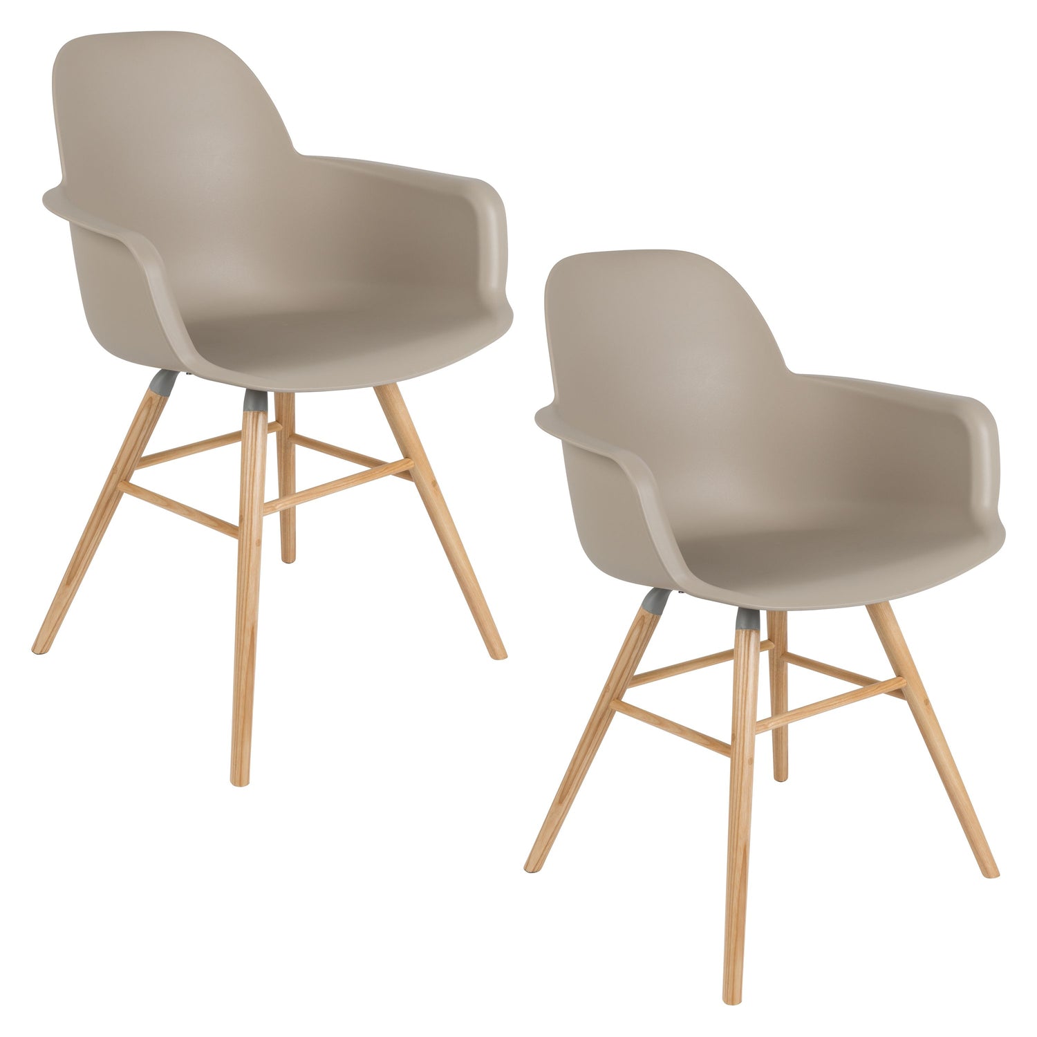 Zuiver Albert Kuip Eetkamerstoelen armleuning Taupe - Set van 2