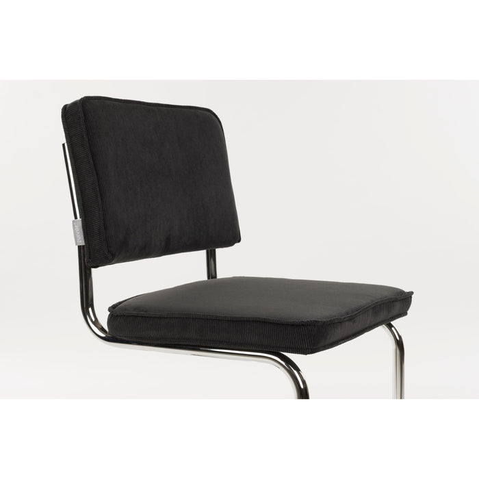 Zuiver Ridge Rib Kink Eetkamerstoelen  Zwart - Set van 2