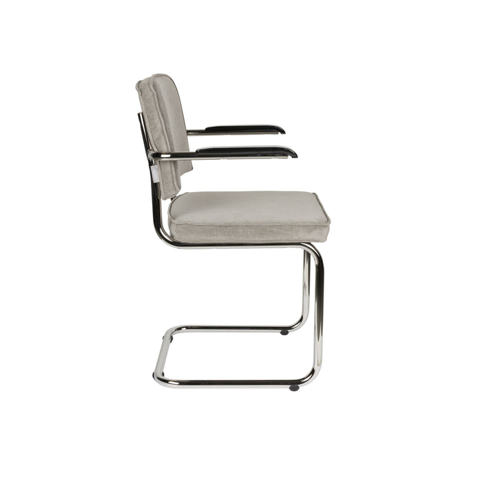 Zuiver Ridge Rib Eetkamerstoelen armleuning Lichtgrijs - Set van 2