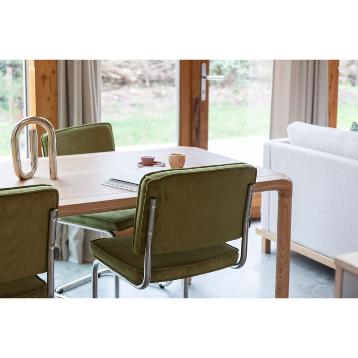 Zuiver Ridge Rib Eetkamerstoelen  Groen - Set van 2