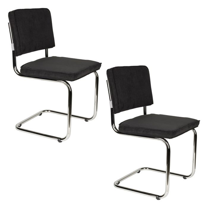 Zuiver Ridge Rib Eetkamerstoelen  Zwart - Set van 2