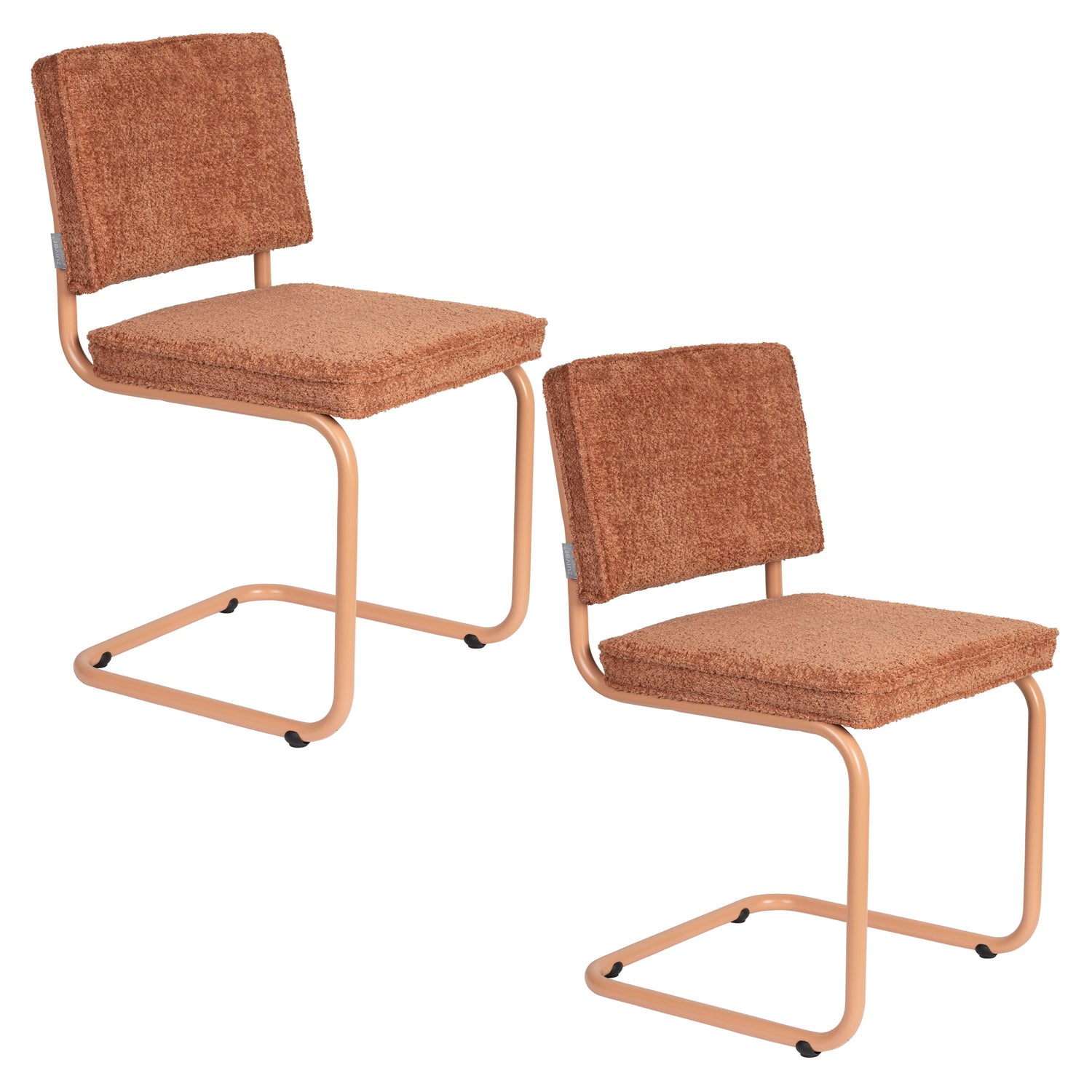 Zuiver Ridge Soft Eetkamerstoelen  Terracotta - Set van 2
