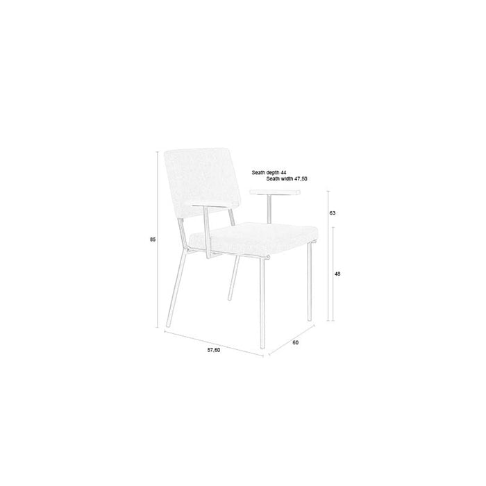 Zuiver Fellow Eetkamerstoelen armleuning Off-White - Set van 2 - Grijs