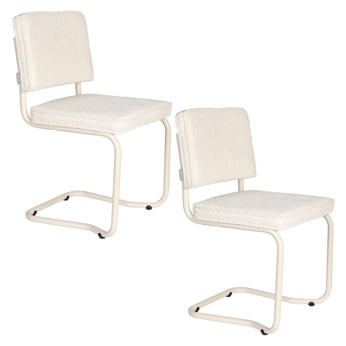 Zuiver Ridge Kink Eetkamerstoelen  Soft Off White - Set van 2