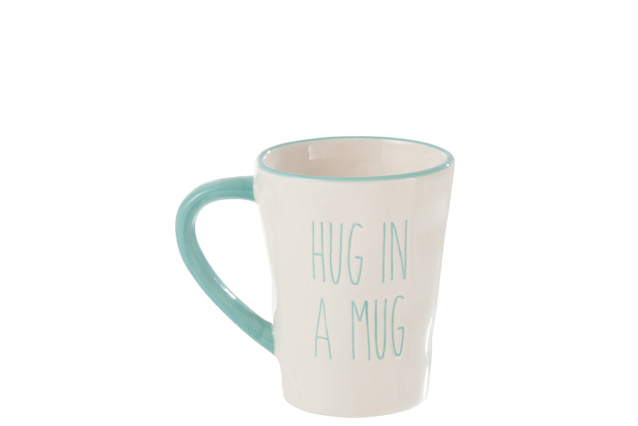 J-Line mok 'Hug In Mug' - keramiek - blauw|wit - 12 stuks
