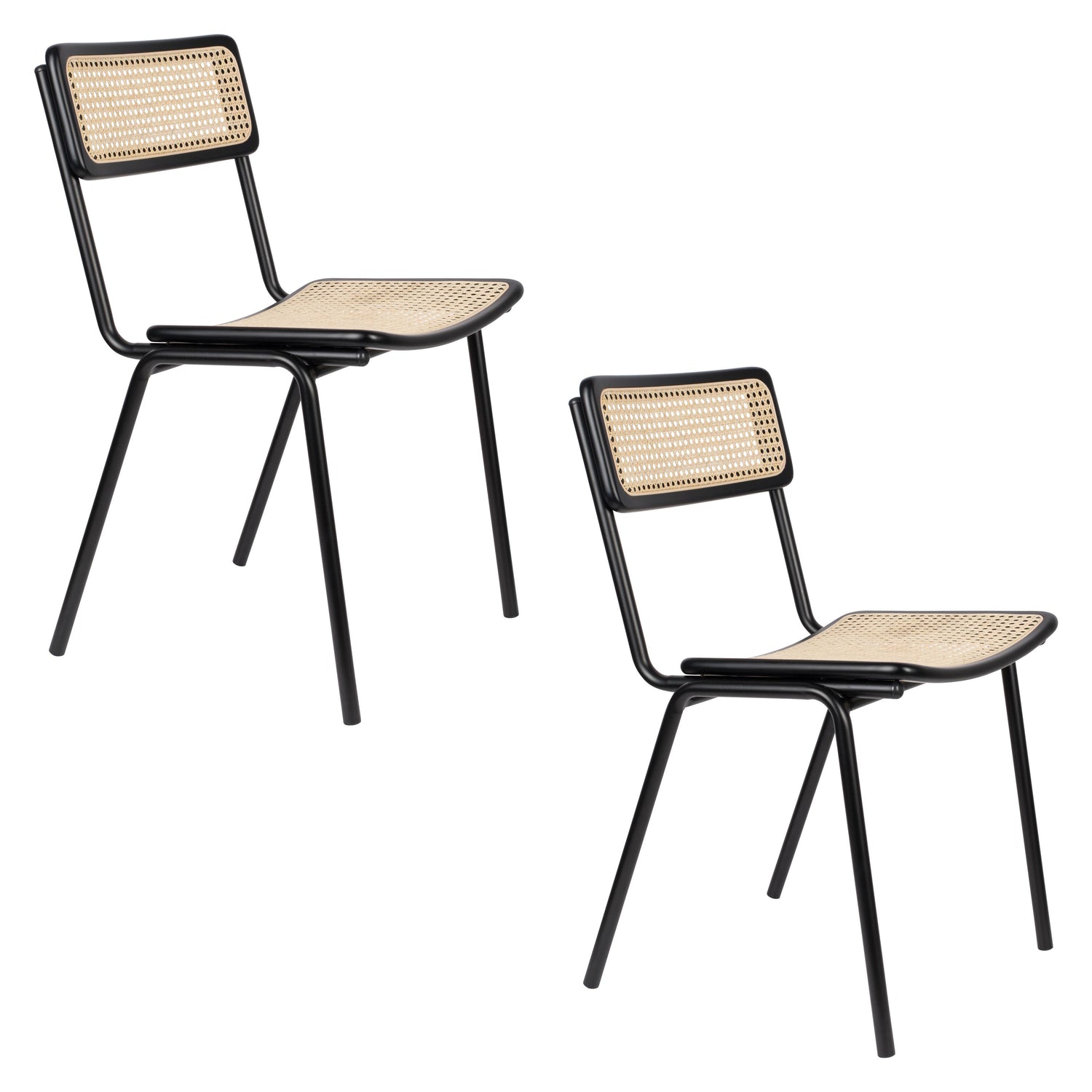 Zuiver Jort Eetkamerstoelen  Naturel|Zwart - Set van 2