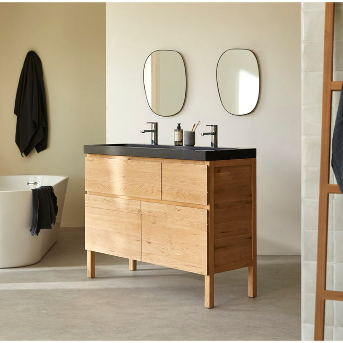 Tikamoon - Massief eikenhouten en lavastenen badkamermeubel 120 cm