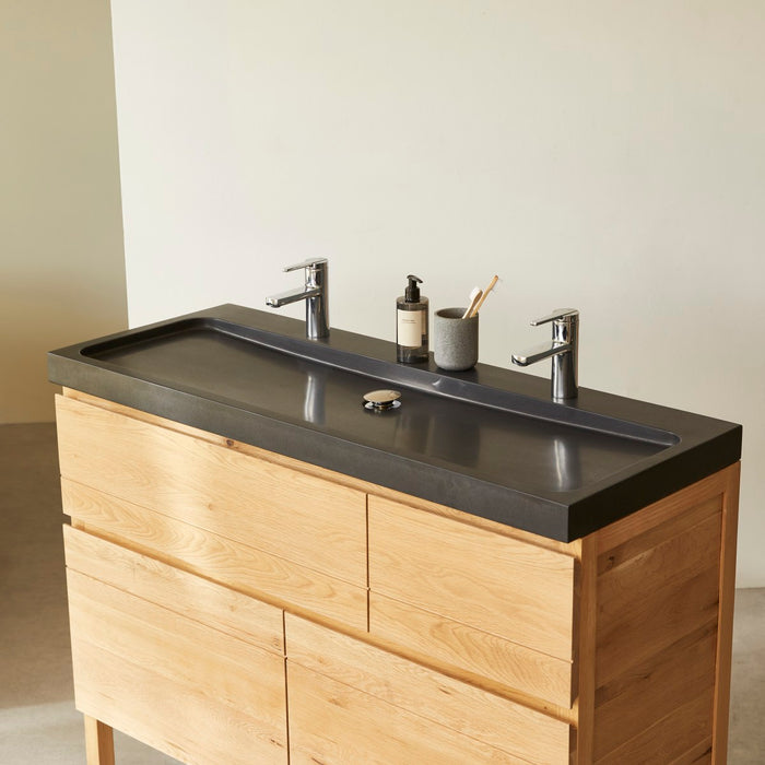 Tikamoon - Massief eikenhouten en lavastenen badkamermeubel 120 cm