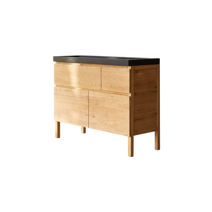 Tikamoon - Massief eikenhouten en lavastenen badkamermeubel 120 cm