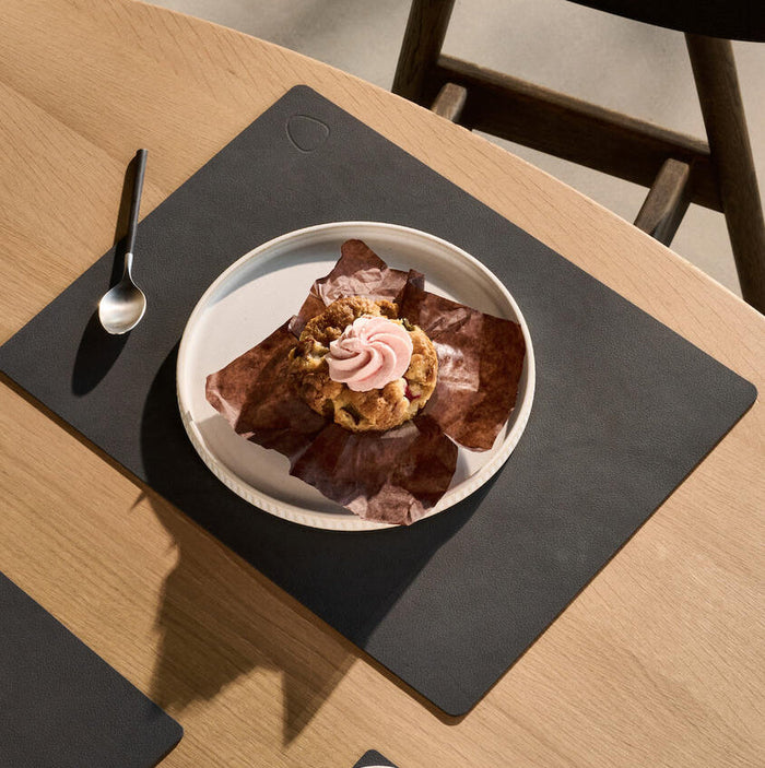 LIND DNA Placemats Nupo - Leer - Anthracite - 45 x 35 cm - 2 Stuks