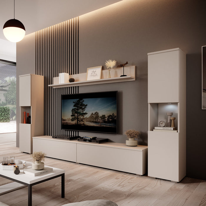 Meubella - Pure XL - Wandmeubel - Beige - 180x33x130 cm