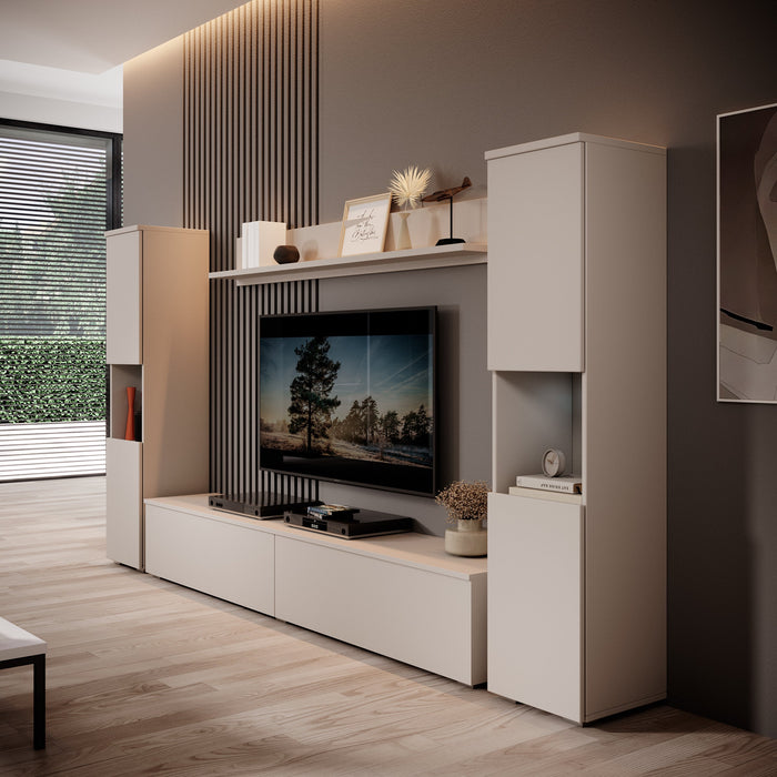 Meubella - Pure XL - Wandmeubel - Beige - 180x33x130 cm