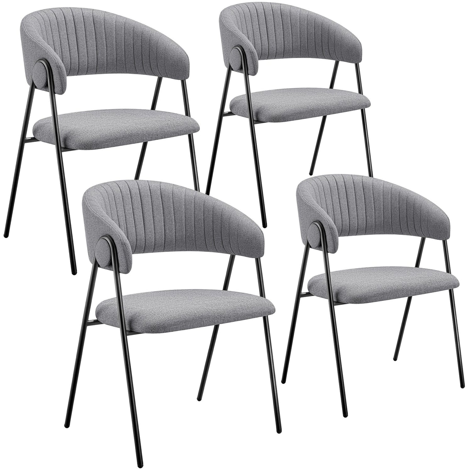 tectake® Eetkamerstoel Bedano, gestoffeerd, geweven stof, 150 kg