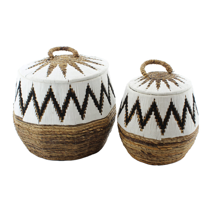 Van der Leeden Abaca Opbergmand met Deksel - H 38 x Ø 41 cm