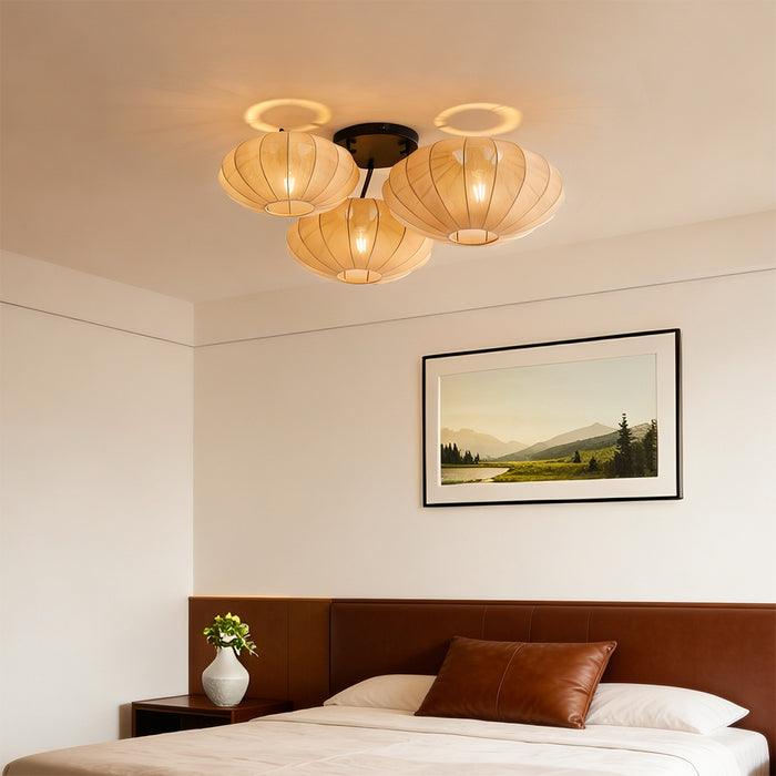 QAZQA Japandi plafondlamp bruin 3-lichts - Multi Bida