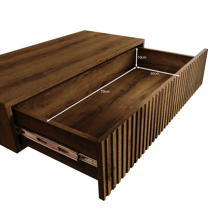 Meubella - Kaptafel Tartagal - Donkerbruin eiken - 80 cm - Met spiegel