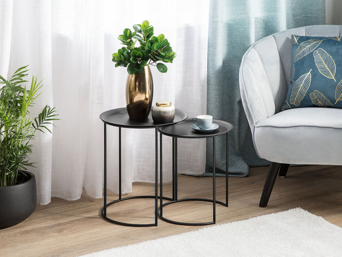 Beliani - TWINS - Bijzettafel set van 2 - Zwart - Metaal