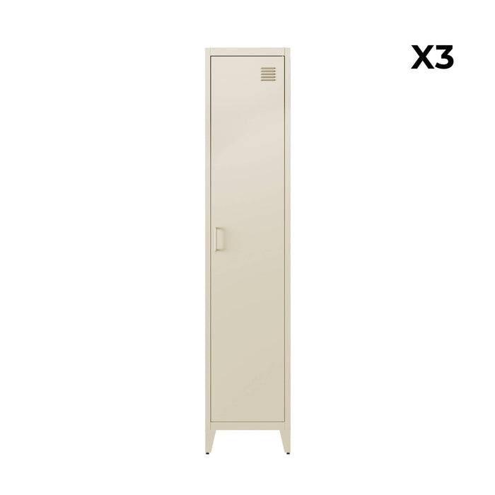 sweeek - Industriële metalen kast 4 vakken 1 deur (set van 3)