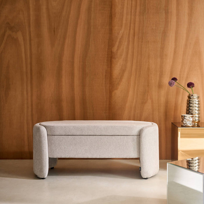 sweeek - Opbergkistbank, eigentijds stoffen bedeinde