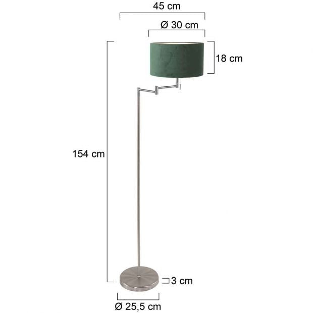 Mexlite Vloerlamp Bella Staal Lampenkap Ø 30cm Groen E27 Fitting