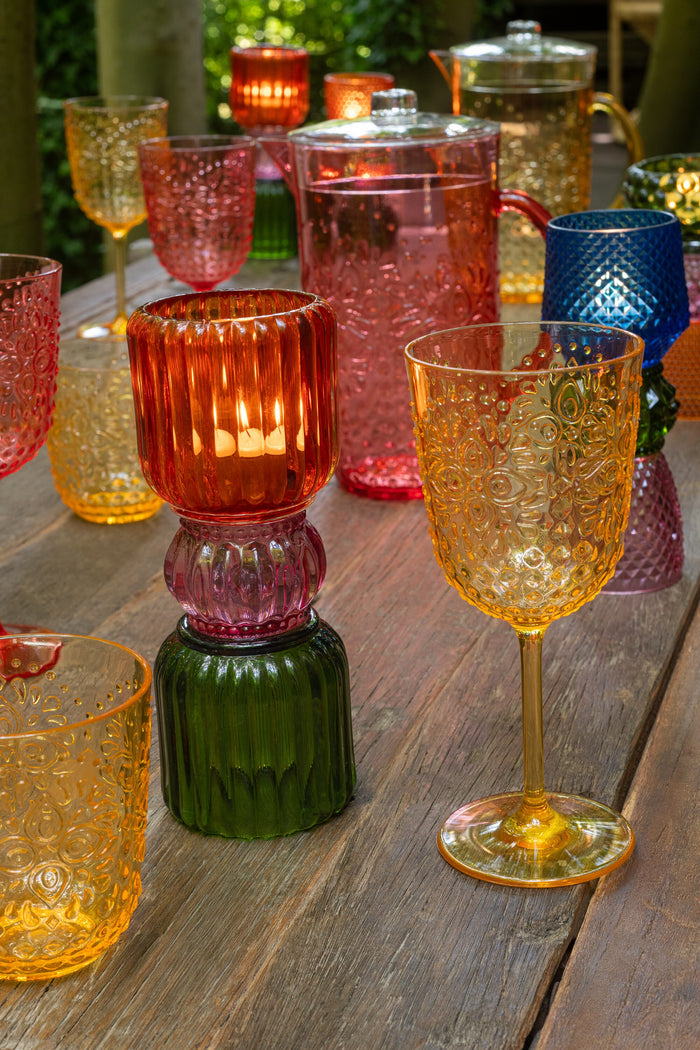 J-Line wijnglas - kusntstof - geel - doos van 6