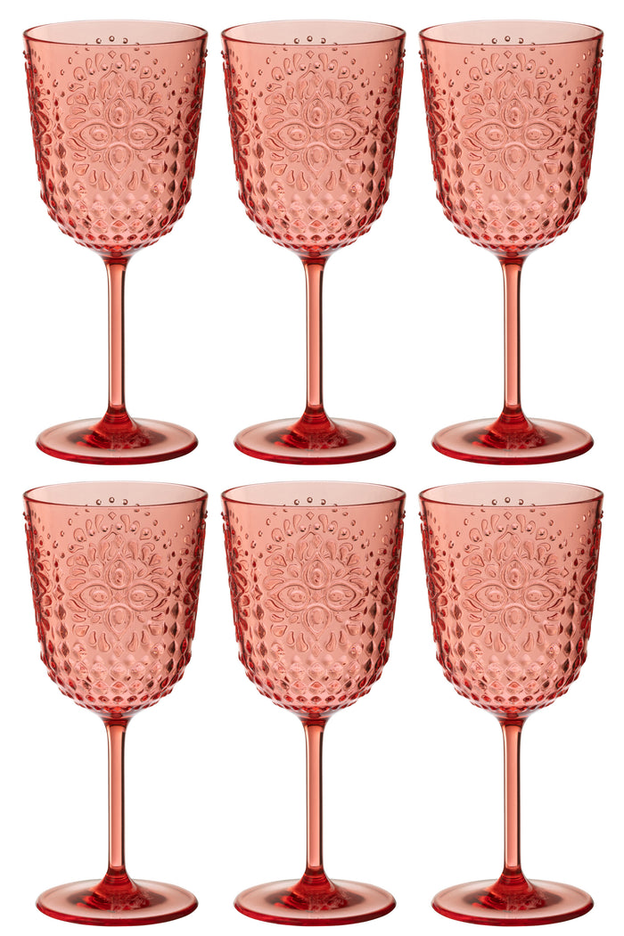 J-Line wijnglas Acryl - kunststof - rood - doos van 6
