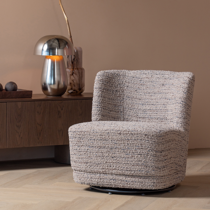 WOOOD Atty Draaifauteuil - Grove Melange - Beige - 75x74x65