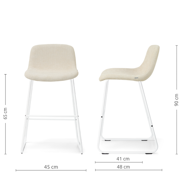 Nolon Nino-Mats Barkruk Cottonbeige - Wit Onderstel - 65 Cm