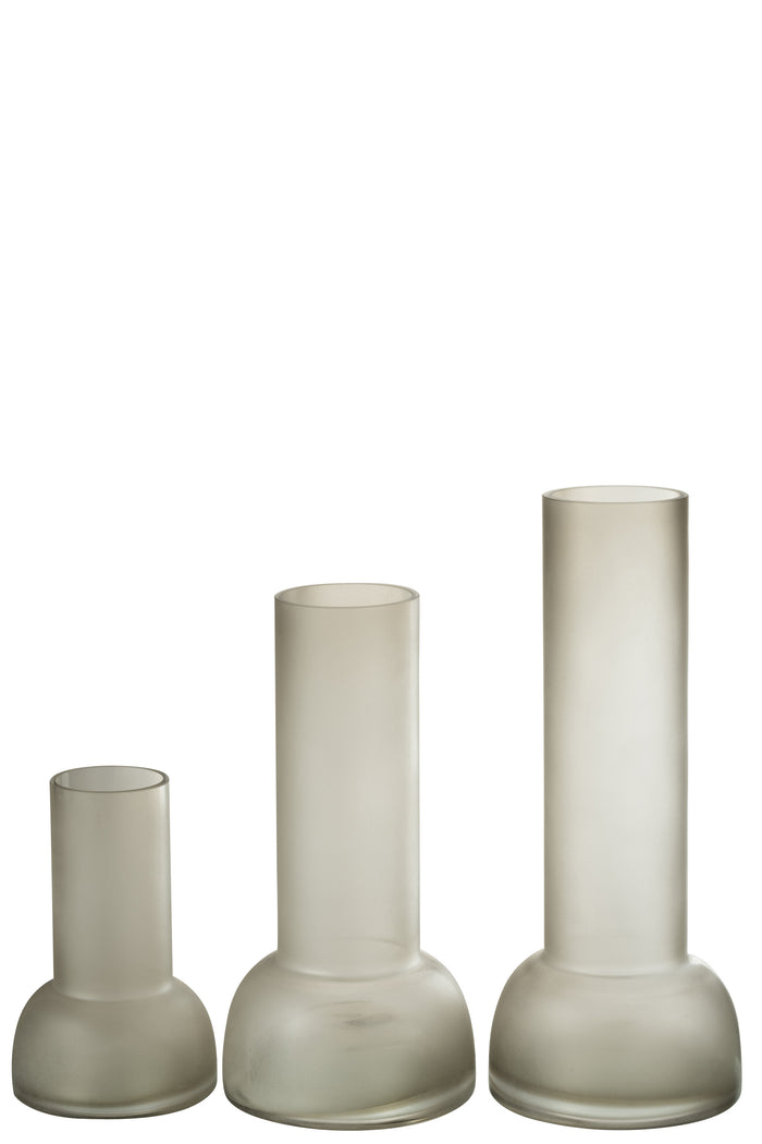 J-Line vaas|kandelaar Yara - glas - greige - large - 38 cm h