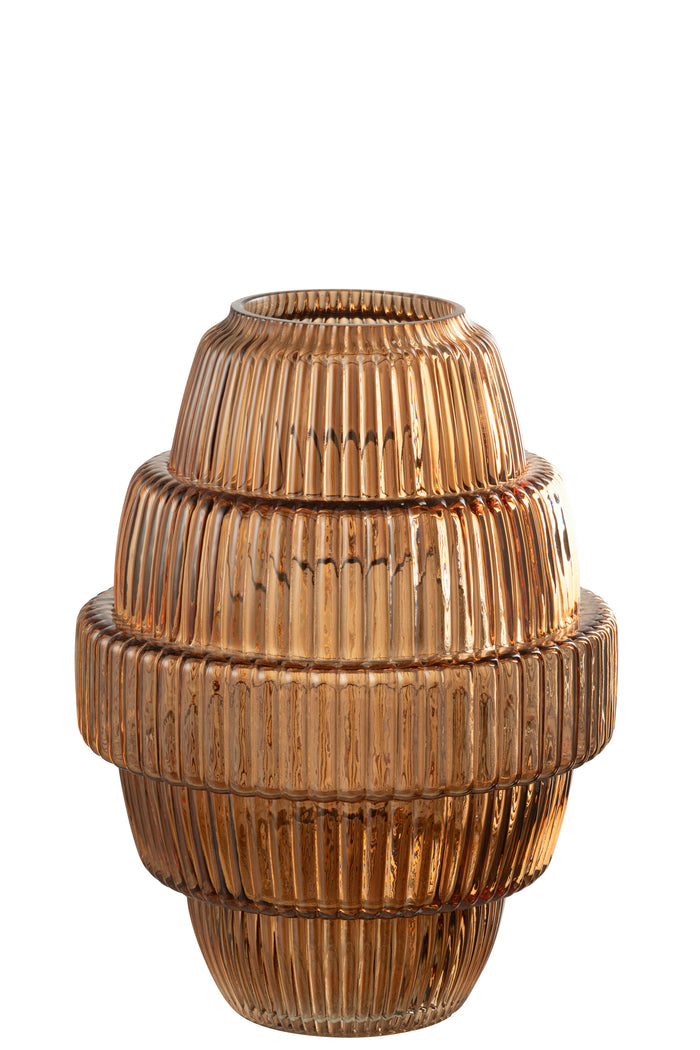 J-Line vaas Max - glas - bruin - large - 30 cm hoog