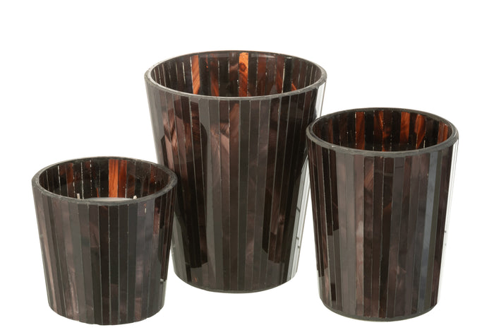 J-Line geurkaars Noa - Woody Aurora - glas - bruin - large -