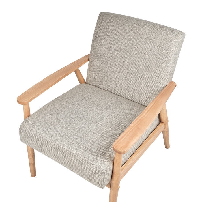 Beliani - ESRUM - Fauteuil - Grijs - Stof|Licht hout