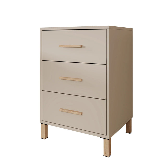 Meubella - Nachtkastje Bahia - Beige - 48 cm - 3 lades