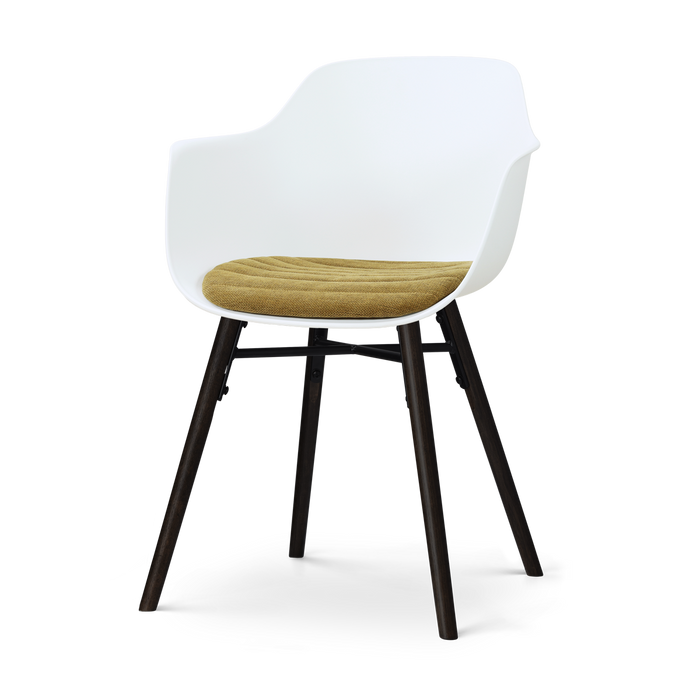 Nolon Nena-Liz Eetkamerstoel Wit met Mosgroen Zitkussen - Zwarte Poten