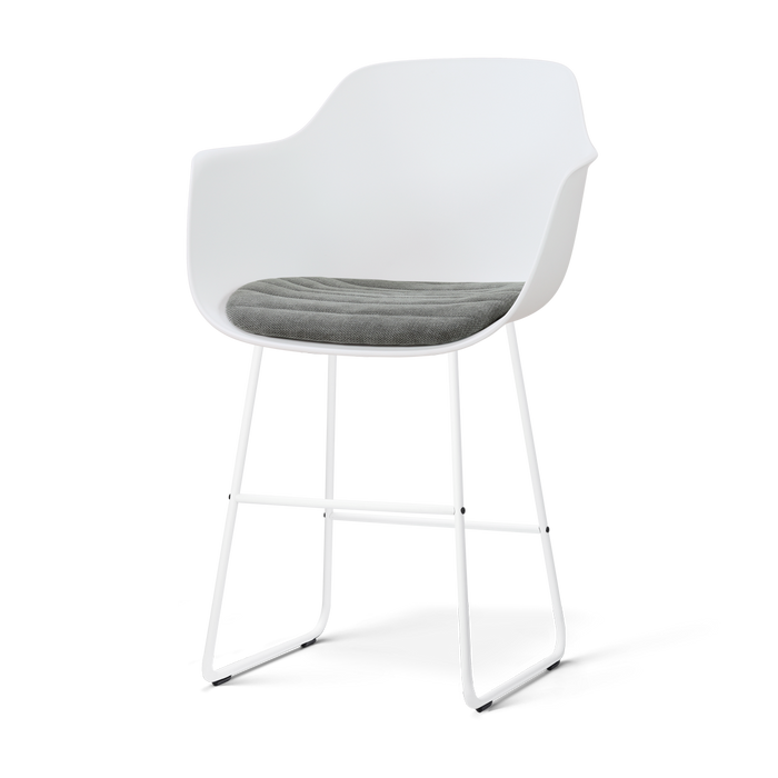 Nolon Nino-Liz Barkruk Wit met Zeegrijs Zitkussen Wit Onderstel 65 Cm