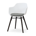Nolon Nena-Liz Eetkamerstoel Wit met Zeegrijs Zitkussen - Zwarte Poten