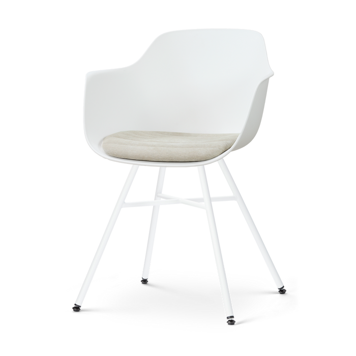 Nolon Noa-Liz Eetkamerstoel Wit met Naturelbeige Zitkussen Wit