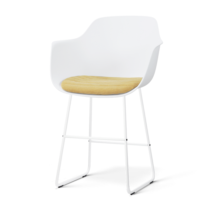 Nolon Nino-Liz barkruk wit met warm oker zitkussen - wit onderstel -