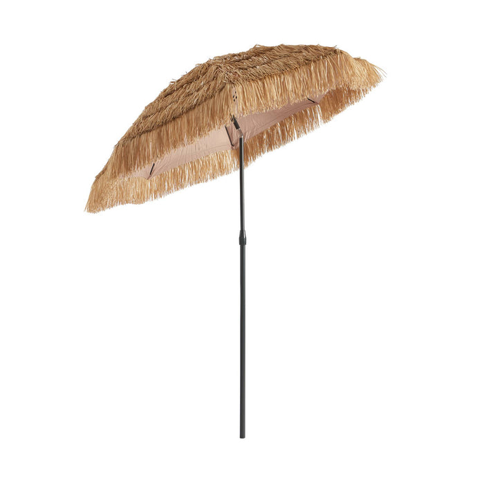 sweeek - Parasol van staal met hout- en strolook