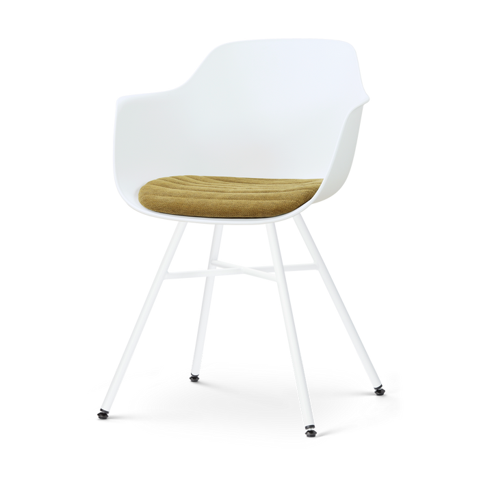 Nolon Noa-Liz Eetkamerstoel Wit met Mosgroen Zitkussen - Wit Onderstel