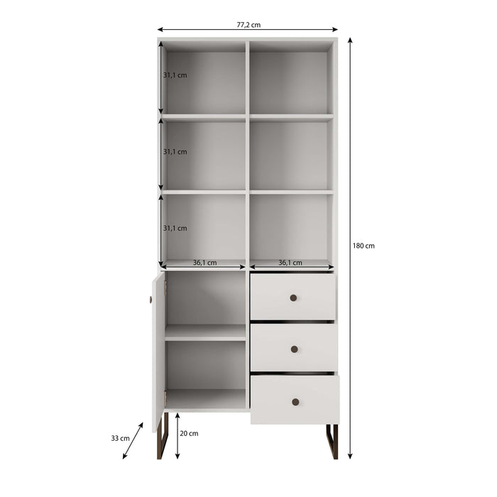 Meubella - Boekenkast Lyndall - Beige - 77 cm