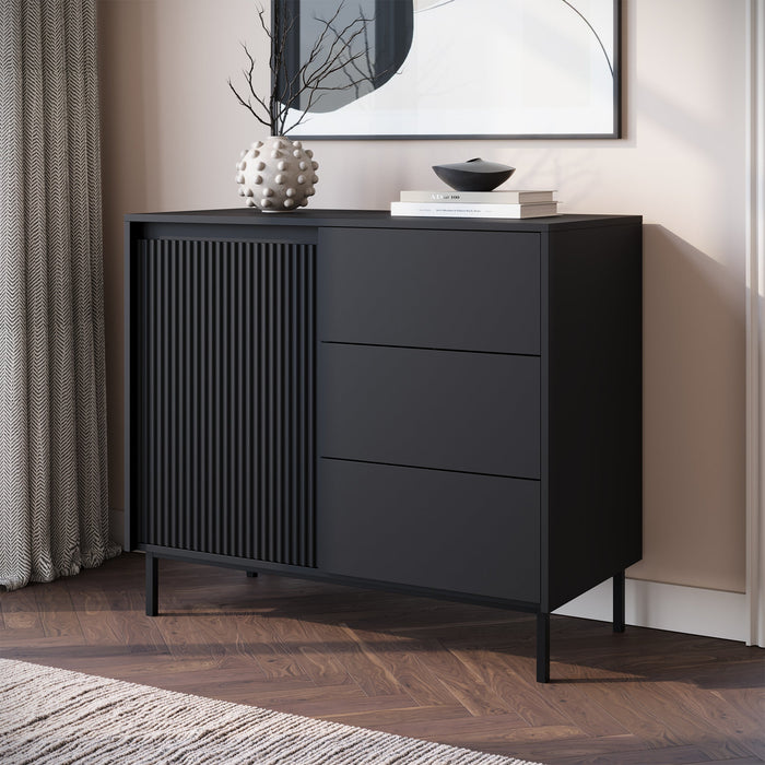 Meubella - Dressoir Orvana - Zwart - 103 cm