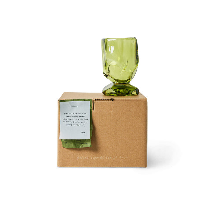 HKliving Nienke Sikkema Wijnglazen - Set van 4 - Emerald