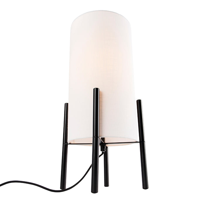 QAZQA Moderne tafellamp zwart met linnen witte kap - Rich